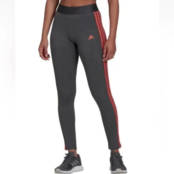 Adidas Women's Essentials 3-Stripe Full Length Cotton Leggings, XS Dark Grey NWT - Picture 1 of 8